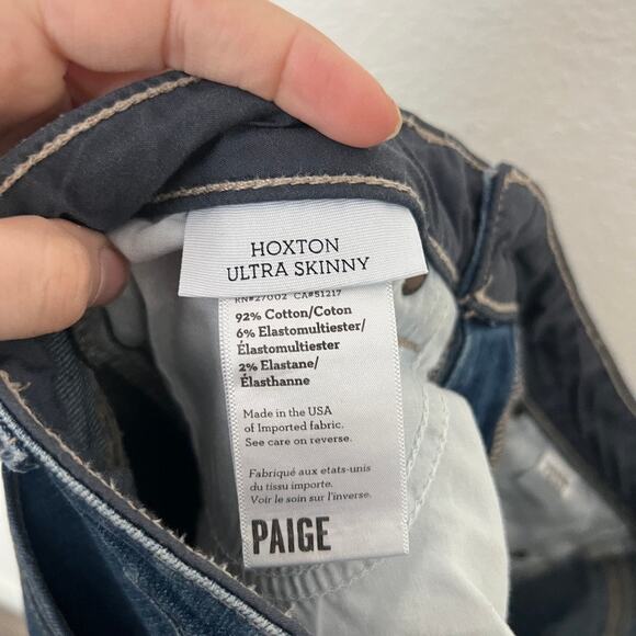 [Paige] Hoxton Ultra Skinny Mid Rise Medium Wash Stretch Woodrow Jeans Size 27 - Picture 11 of 12